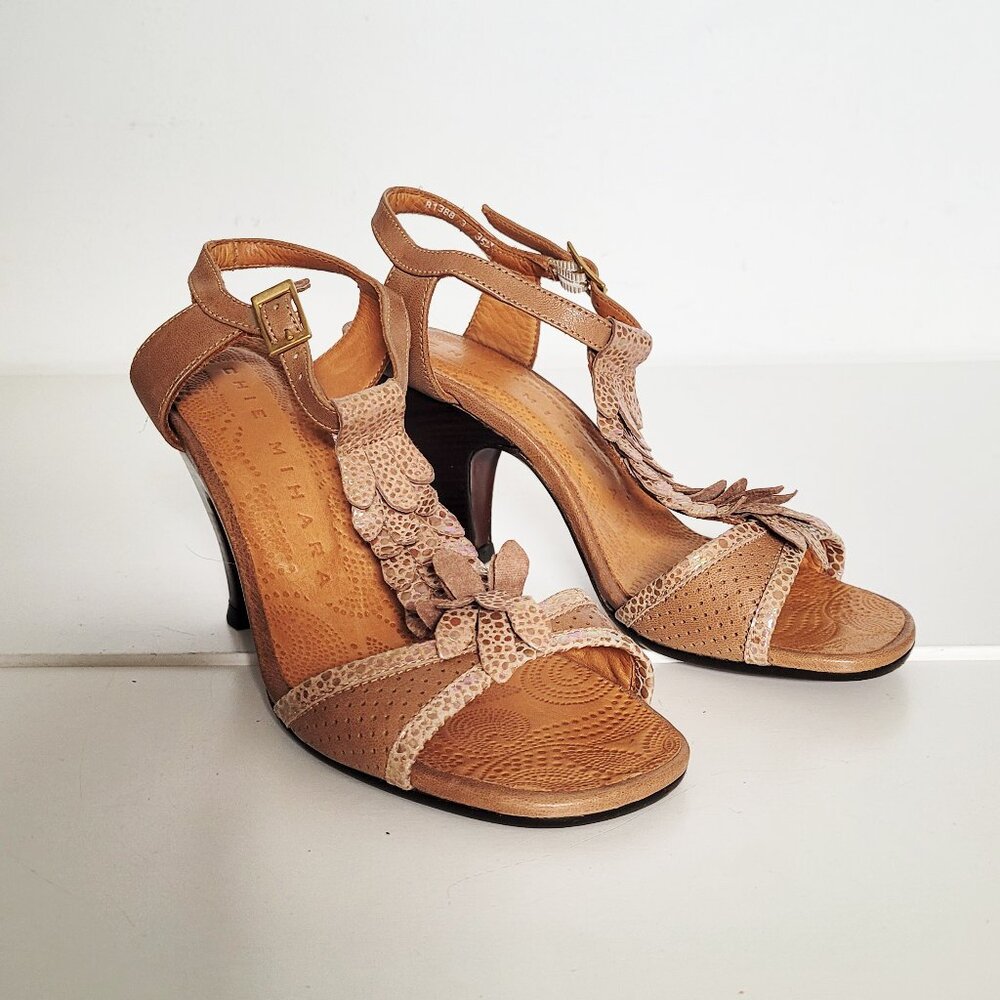 CHIE MIHARA X Anthropologie Pink Suede T- Strap Ankle Sandals - Size 35.5